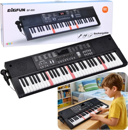Elektronisk keyboard med 61 tangenter, mikrofon og baggrundsbelyste tangenter