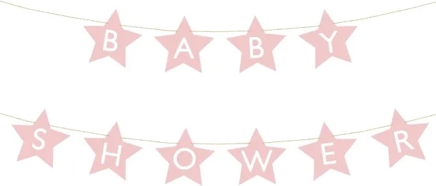 Banner til babyshower med stjerner – Lyserosa