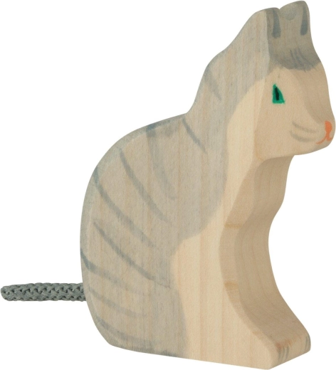 Holztiger siddende kat - 1 stk.