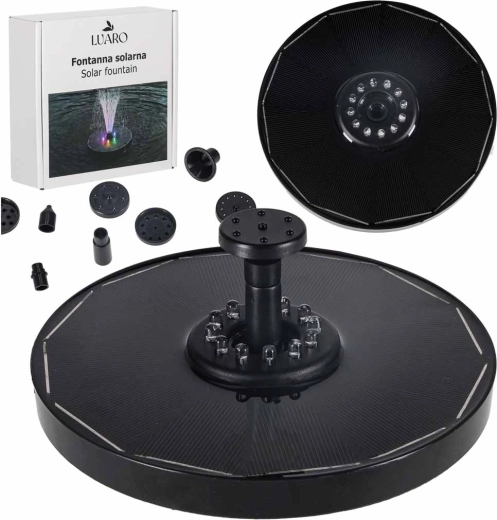 Solcelledrevet flydende springvand til havedam med LED RGB, 16,5 cm