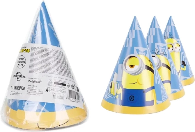 Papirfesthatte Minions 16 cm, 6 stk.