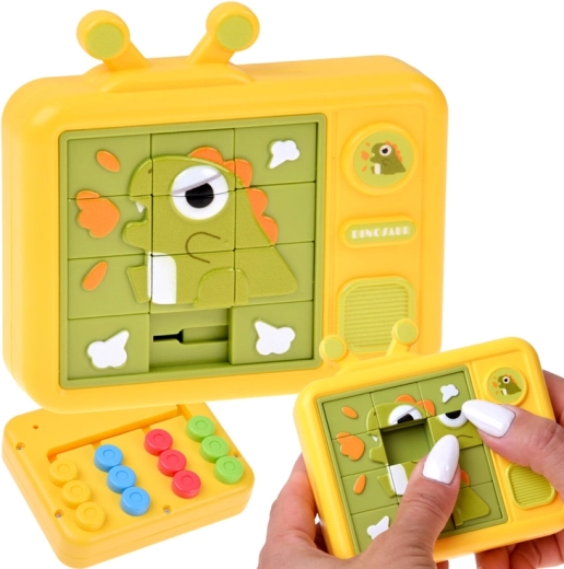 Dobbeltsidet sensorisk pusle-dinosaur – skydeslider-puslespil og farverig labyrint - 1 stk.