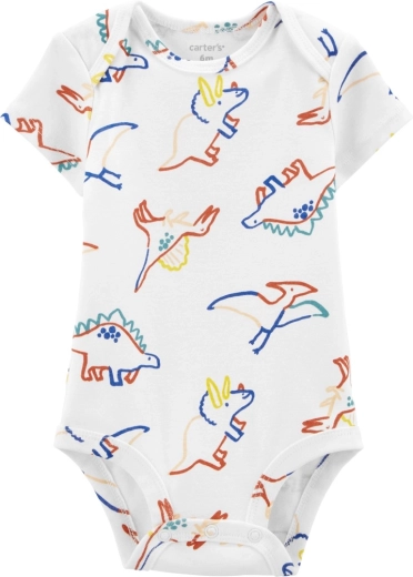 Carter's babybody med korte ærmer ivory dinosaur til drenge, størrelse 56