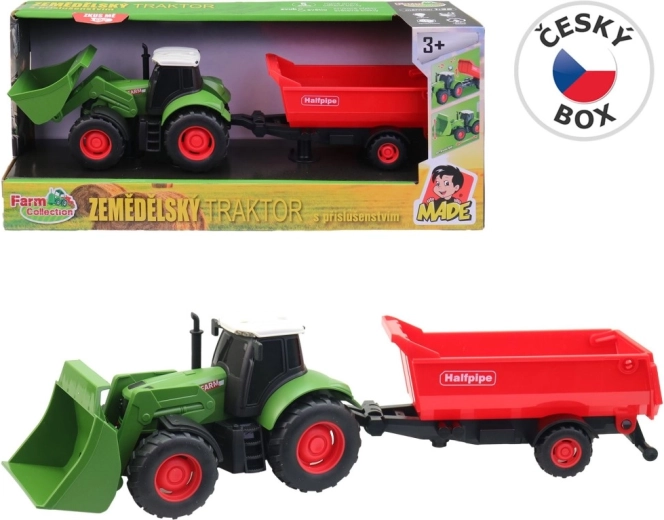 Farm Collection traktor med anhænger med friktionsmotor med lys og lyd 30 cm (1:32)