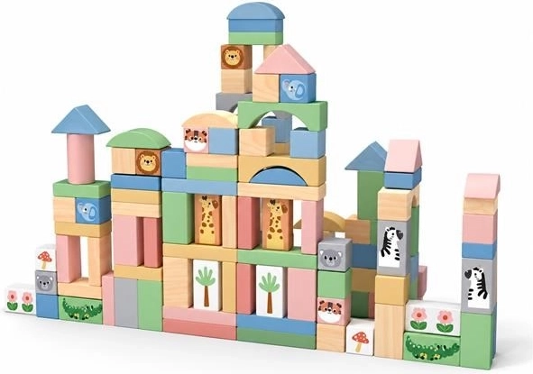 Træklodser Safari Montessori 120 stk. Baby Mix