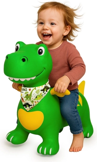 Grøn hoppe-dinosaur med vinger HoppyDoo og pumpe