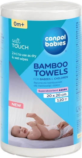 Canpol Babies engangs bambushåndklæder på rulle 120 stk.