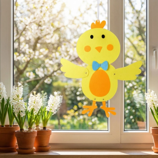 Påskeophæng med kylling i filt