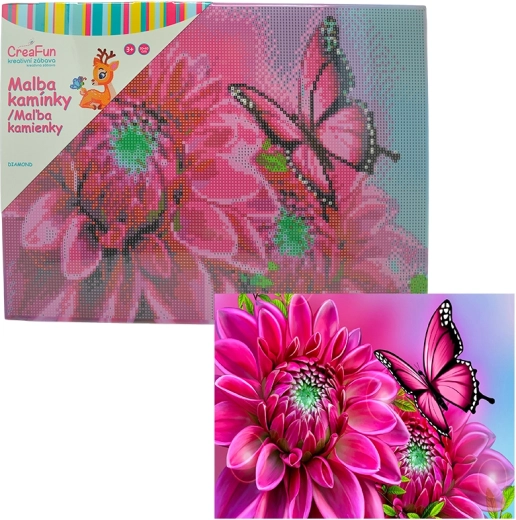 Diamond painting – blomst og sommerfugl 30 × 40 cm