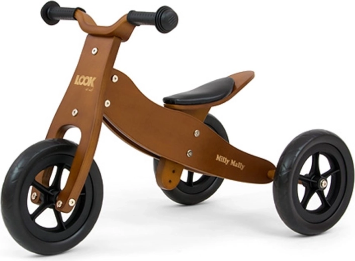 Børne løbecykel i træ 2i1 Milly Mally Look Cool Dark Natural