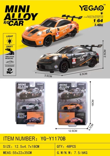 Radiostyret mini driftbil 1:64 top speed orange - 1 stk.