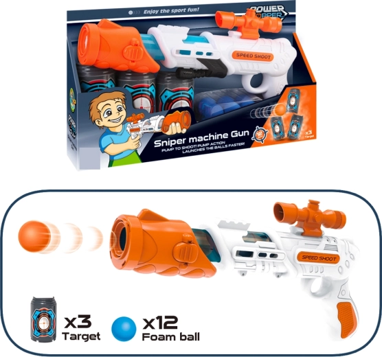 Skumpistol 34 cm med målskiver og 12 skud
