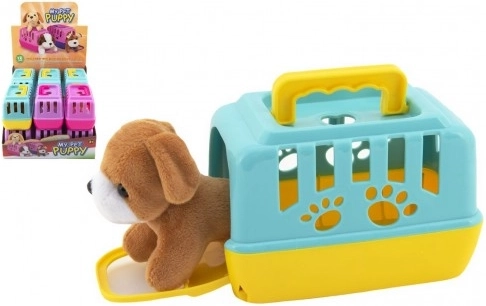 Plys hund i transportboks