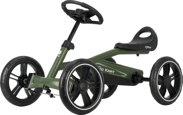 Qplay pedaldrevet gokart i army green pro til børn fra 3 år