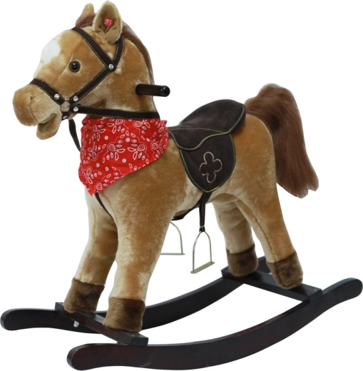 Lysebrun gyngehest med lyde og bevægelig mule