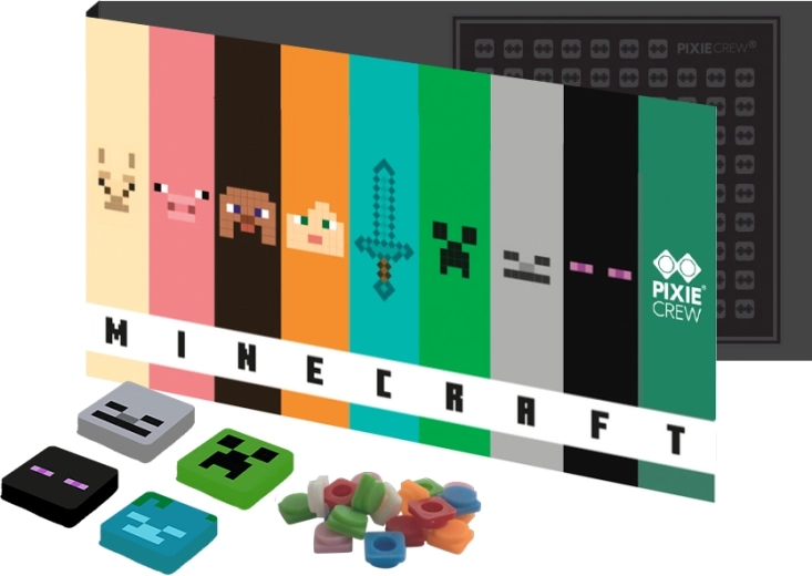 Pixie Crew Minecraft lukbart postkort og hilsen med gave indeni