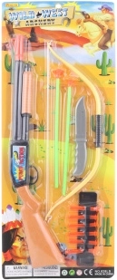 Western-sæt med riffel, bue og kniv til børn