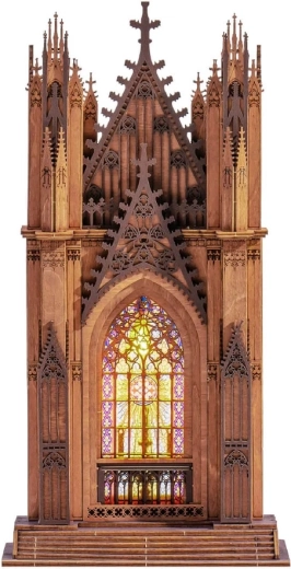 RoboTime Rolife 3D træpuslespil gotisk katedral Twin Tower med LED