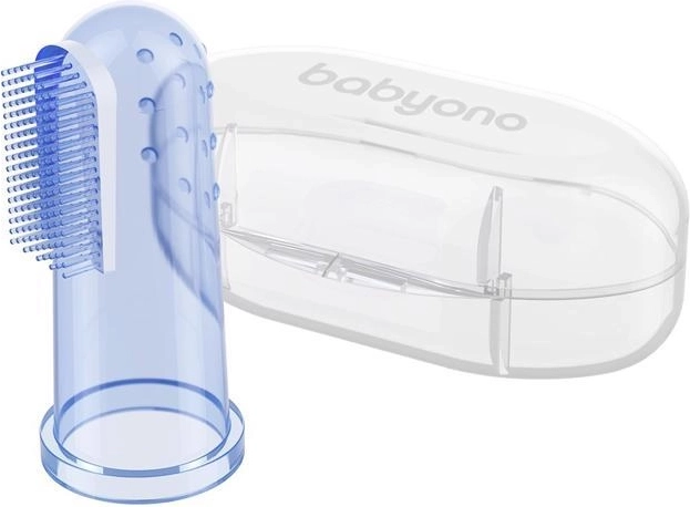 BabyOno silikone finger-tandbørste med etui blå