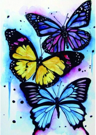 Diamantmaling – farverige sommerfugle 30 × 40 cm