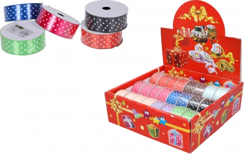 Satinbånd med prikker 2,5 cm x 2,7 m