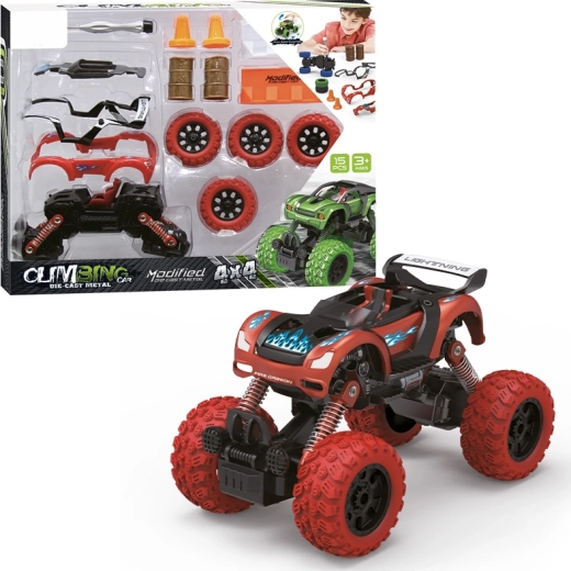 Byggesæt bil 4WD 1:32 med pull-back motor, 15 dele
