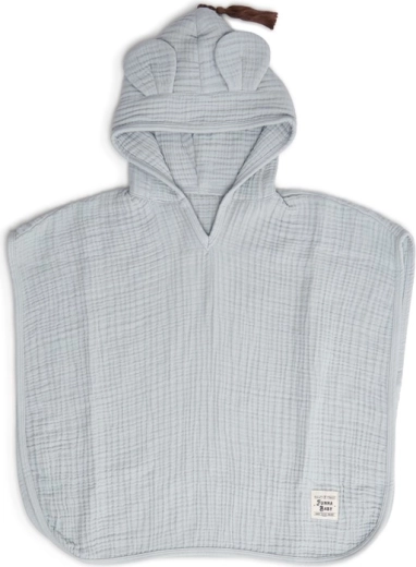 Funnababy muslinponcho med hætte dove grey