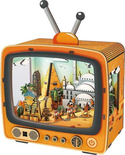 2Kids Toys 3D træpuslespil retro-tv med egyptisk scene