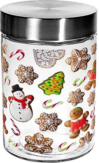 Glaskrukke til småkager TORO 1100 ml med honningkagemotiv