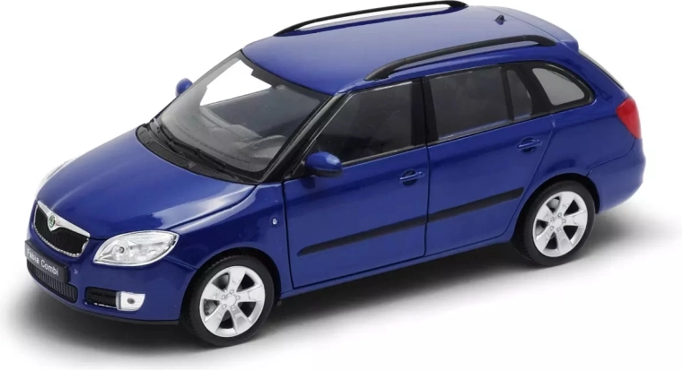 Welly Škoda Fabia Combi II 2009 blå – metalbilmodel 1:24