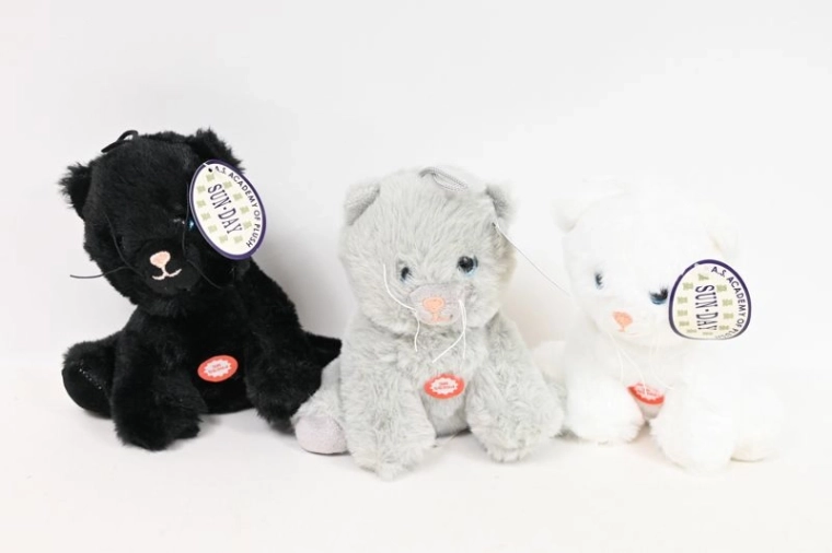 Plys-kat med lyd 15 cm