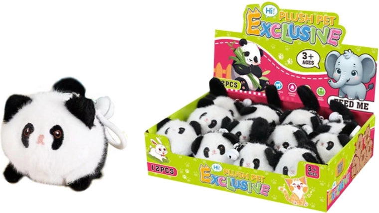 Plysvedhæng med optræksfunktion, panda med klokke - 1 stk.