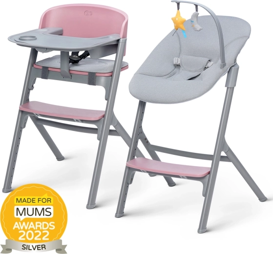 Kinderkraft Select sæt – højstol Livy aster pink med skråstol Calmee