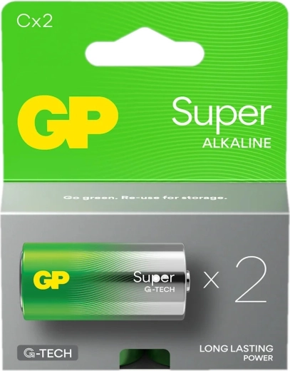 Alkaliske batterier C LR14 GP Super, 2 stk.