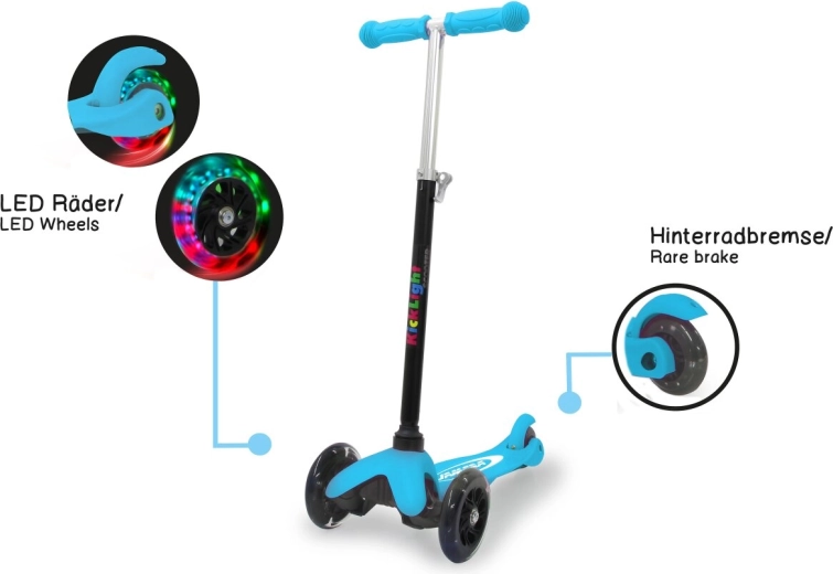 JAMARA Kick Light blå trehjulet børnescooter