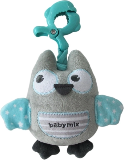 Baby Mix musikplyslegetøj med klemme, ugle, mintfarvet