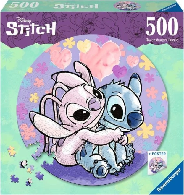 puslespil 500 brikker med motiv af Stitch fra Ravensburger