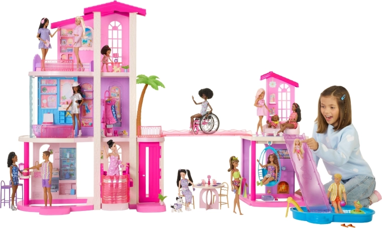Mattel Barbie Dreamhouse drømmehus til dukker med 2 pools, elevator og mere end 65 tilbehørsdele