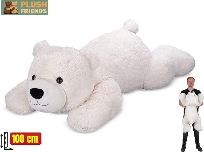 Plysbjørn isbjørn Plush Friends 100 cm – liggende krammeven