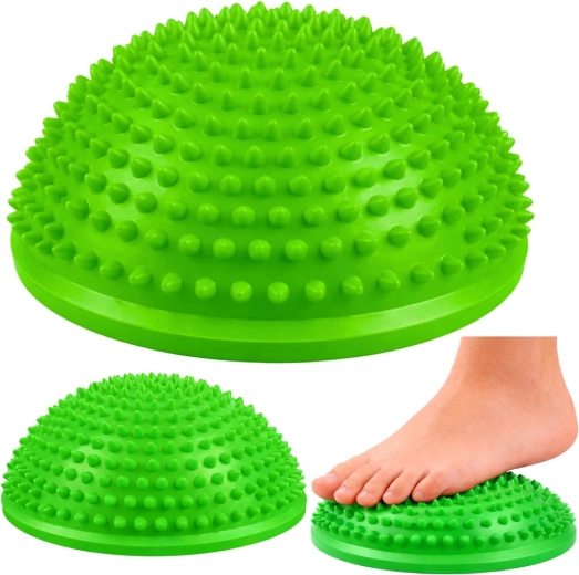 Sensorisk balance-halvkugle til fodmassage 16 cm – grøn
