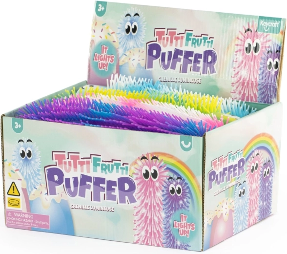 Pjusket optrækkelig larve Tutti Frutti med lys 28 cm