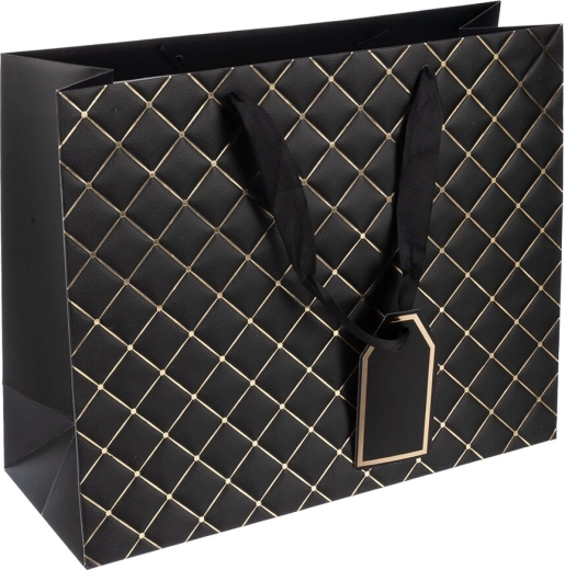 Gavepapirspose Quilt sort 32 × 12 × 26 cm