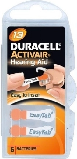 Høreapparatbatterier Duracell Activair 13, 6 stk.