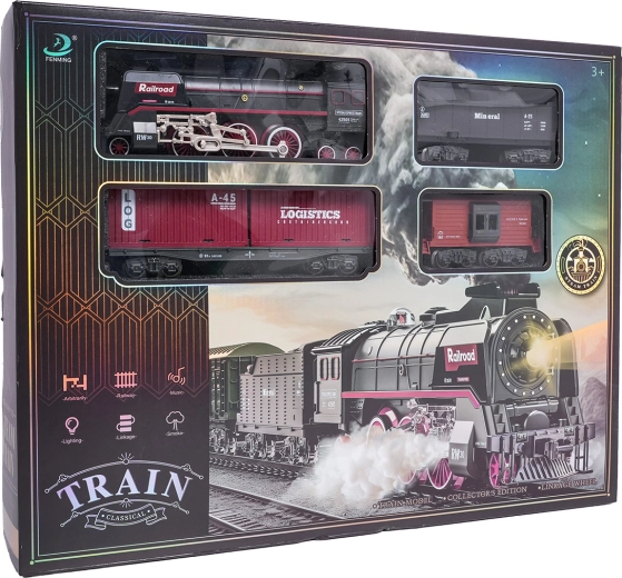 Retro tog med lys, lyde og røg 138 cm