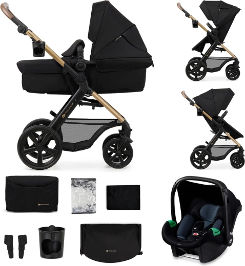 Kinderkraft MOOV 2 kombivogn 3-i-1 Pure Black med punkterfrie skumhjul