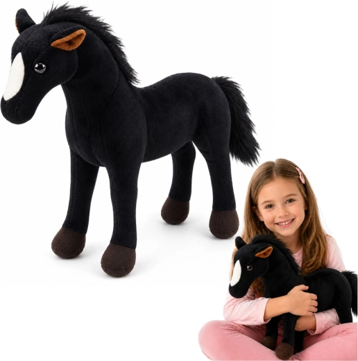 Plys-hest sort 40 × 37 cm