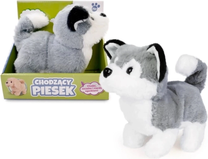 Gående plys-husky 15 cm