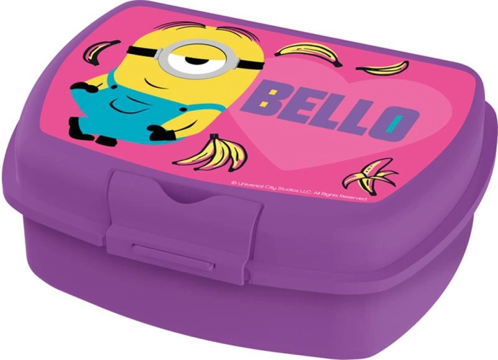 Plastisk madkasse med Minions, lilla
