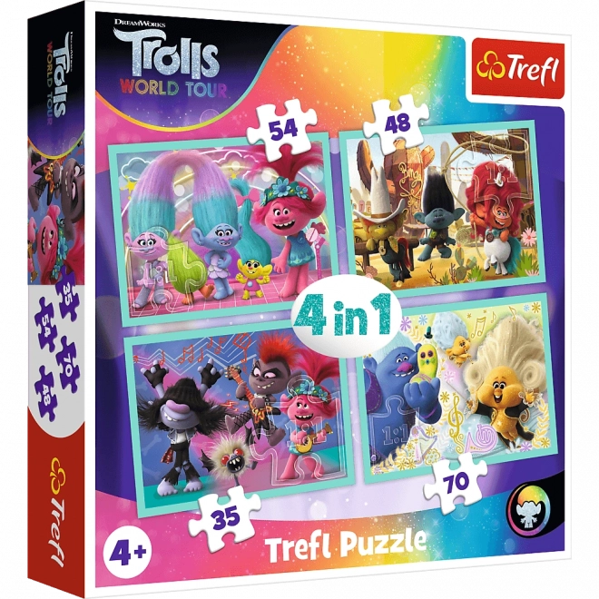 Puzzle TREFL Trolls 2: Verdens-turné 4i1 (35, 48, 54, 70 brikker)