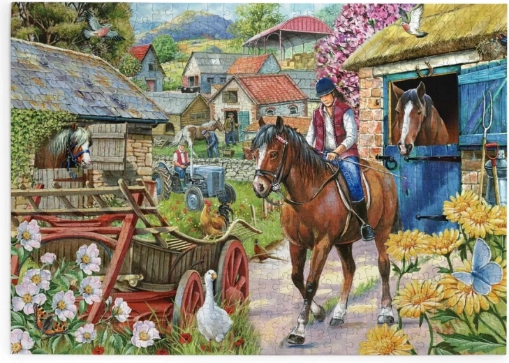 House of Puzzles Gåtur med heste – puslespil med 500 ekstra store brikker